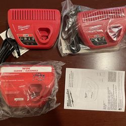Brand New 3X Milwaukee M12 12-Volt Lithium-Ion Battery Chargers (Three total Chargers-Only)