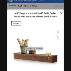 48" Fireplace Mantel Shelf, Solid Cedar Wood Wall Mounted Mantel Shelf, Brown