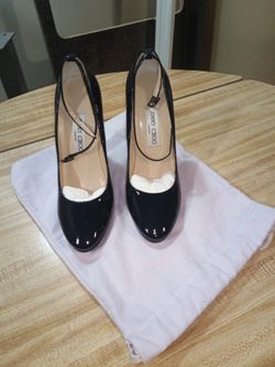 JIMMY CHOO OF LONDON- WOMENS ANKLE STRAP  DRESS SHOES.. 5in Heel.. DEEP BLUE.. BRAND NEW IN POUCH! $450 FIRM! NO TIME FOR LOWBALLERS!! SIZE 7 1/2
