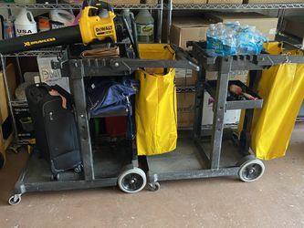 Janitor carts and trash cans