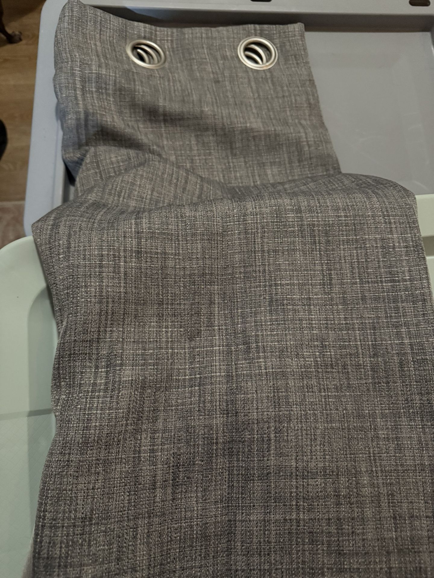 52 wide by 84 long gray textured curtains with lining blackout curtains