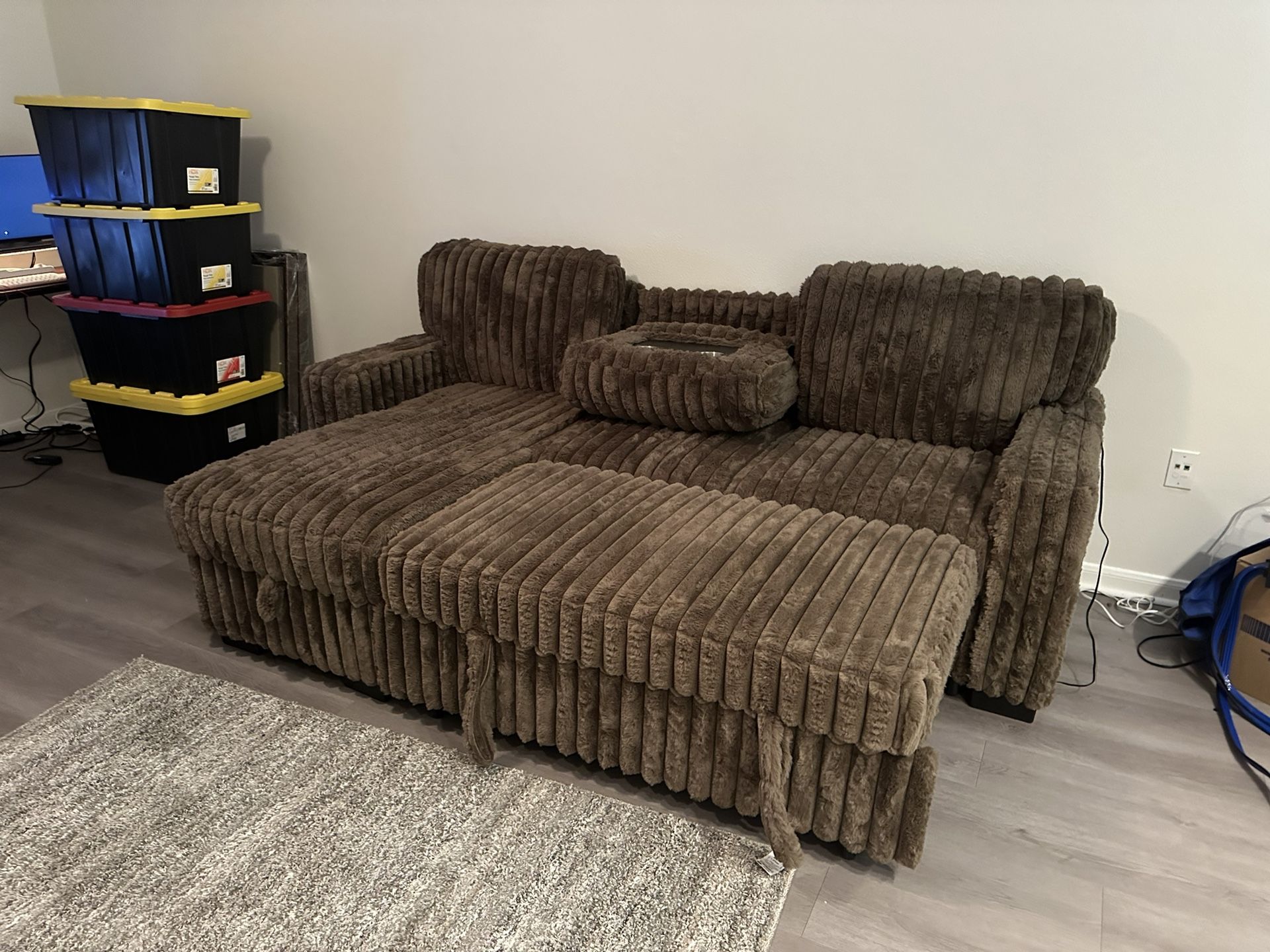 happy Home Furniture Poland Mocha Reversible Sectional With Pull-Out Bed Financing Available $39 Down payment 