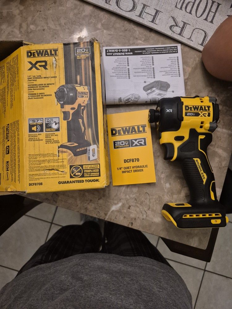 DEWALT 20V MAX XR 1/4 Inch Cordless Quiet Hydraulic Impact Driver, Bare Tool Only (DCF870B)
