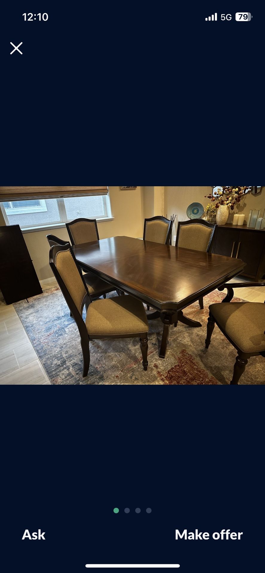 Elegant 6-Piece Dining Set – Solid Wood Table with 6 Chairs