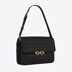 YSL SHOULDER CANVAS BLACK LEATHER BAG (100% Authentic)
