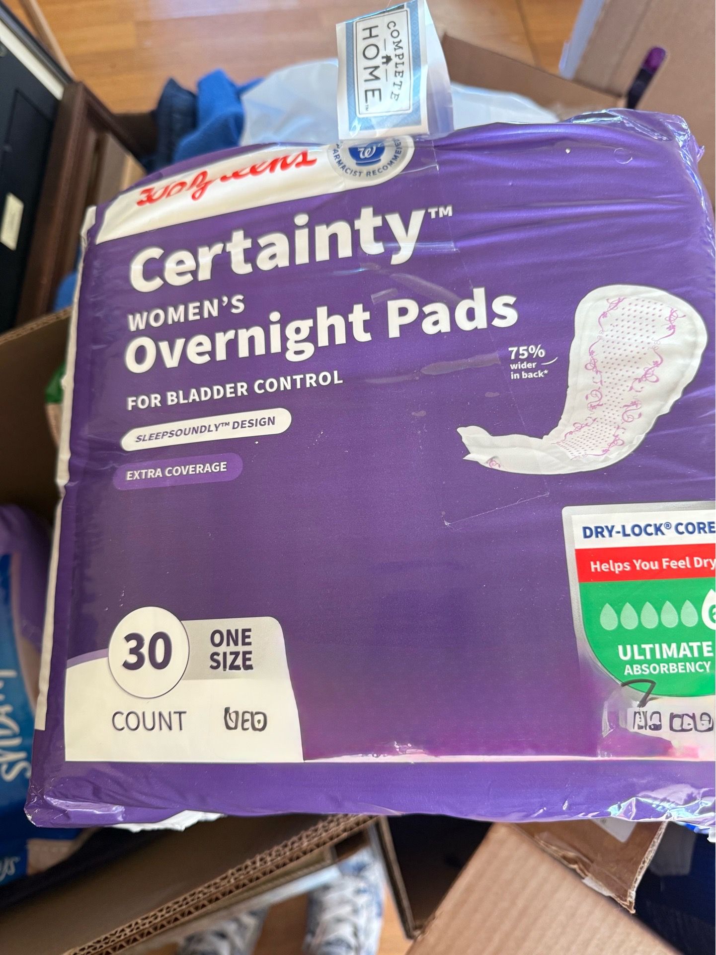 Walgreens Certainty women’s overnight pads one size
