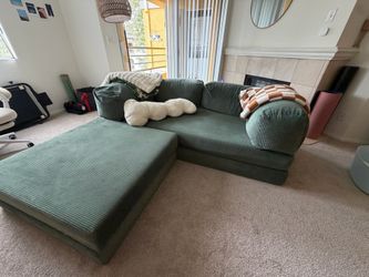 Corduroy Sofa with Ottoman