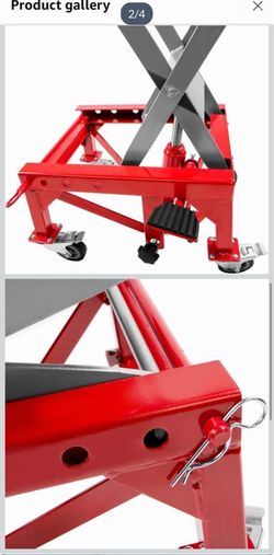 XtremepowerUS 300LBS Motorcycle Dirt Bike ATV Motorcycle Bike Scissor Jack Lifts Hoist Mini Crank Hydraulic Foot Operated Lift, Red   $130