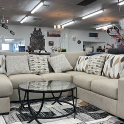 Beige/ Yellow Sectional With LAF Chaise