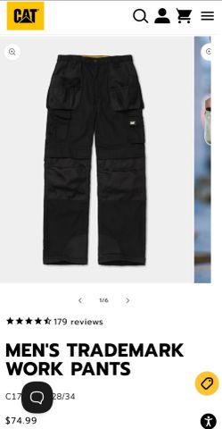 Cat tradesman work pants w Knee pad pockets.