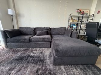 Mitchell Gold + Bob Williams Gray Sectional Sofa with Chaise – Excellent Condition
