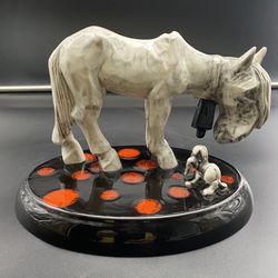 MCM Hollander Mold Old Horse and Dog with Volcano Glazed BaseGray/ Black/ Red