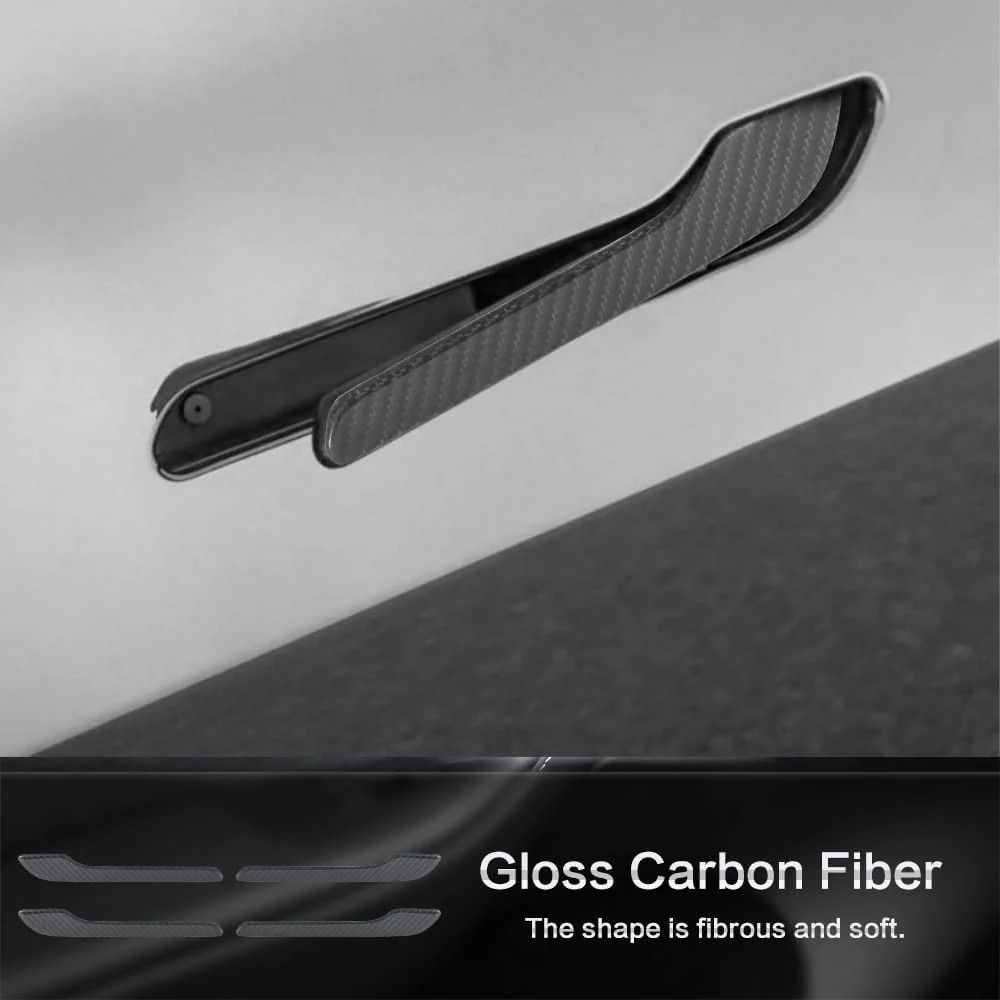 Brand New 4PCS Real Carbon Fiber Door Handle Knob Cover Trim Fit For 2017-2026 Tesla Model 3 / Tesla Model Y Juniper