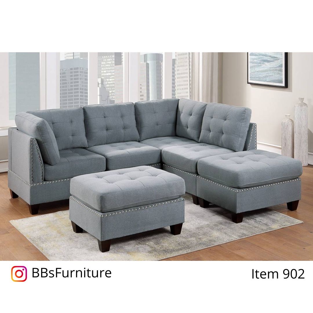 Gray Sectional Sofa With Ottoman (Free Delivery)