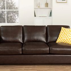 Dark Brown Leather Sofa 