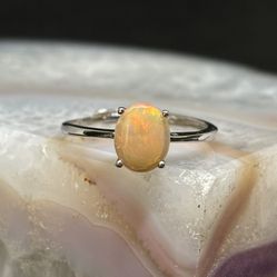 Gorgeous Orange Ethiopian Welo Fires .925 Sterling Silver Custom Opal Ring