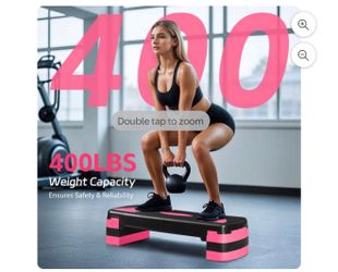 ZenSports 30'' Adjustable Workout Aerobic Step Platform W/4 Risers 4’’ 6’’ 8’’, Non-Slip Surface, Pink 21 20$