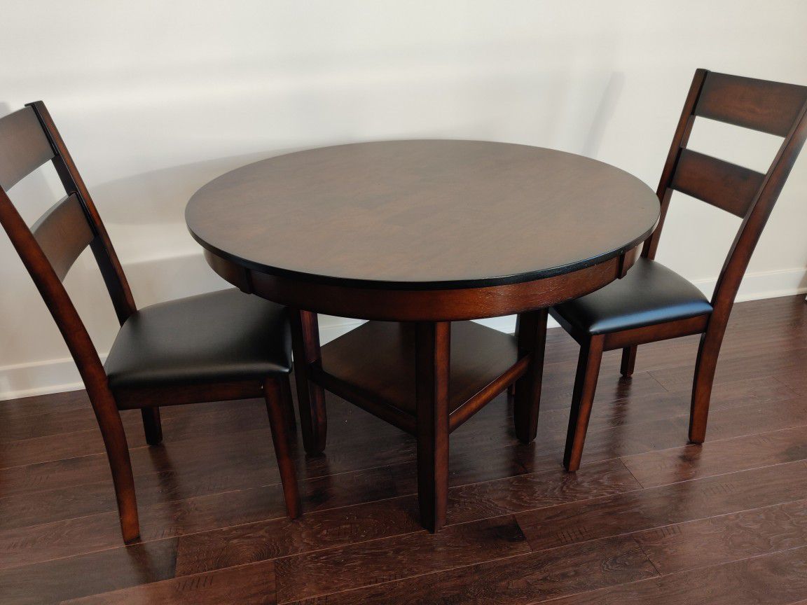 Wood dining table w 2 chairs