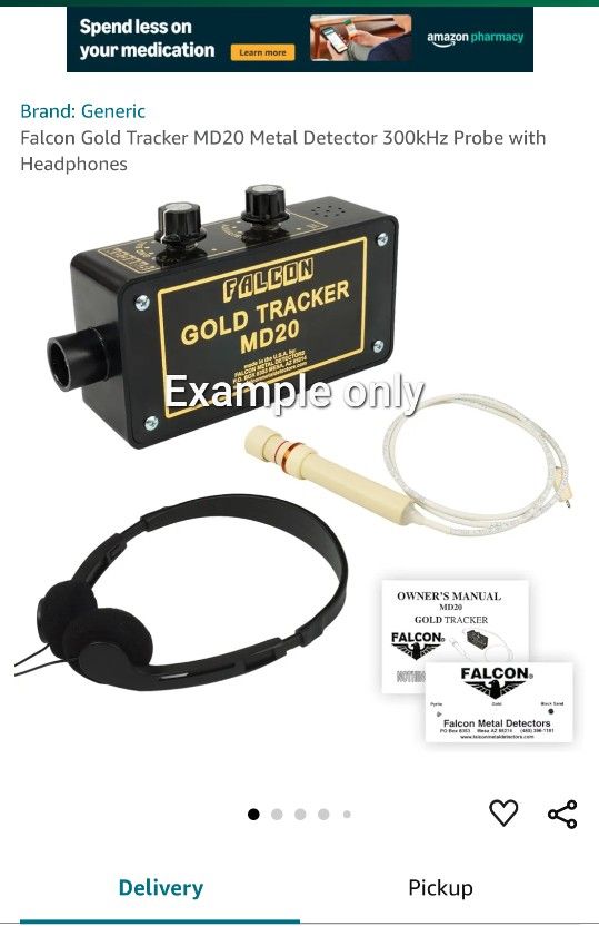 thumbnail image 2 of Falcon Gold Tracker MD20 Metal Detector – 300kHz Probe, Includes Headphones – New 2 of 6