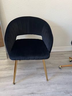 Black Velvet Chair with Gold Legs