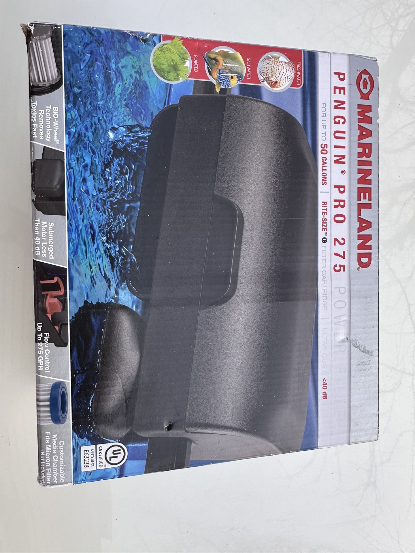 MarineLand Penguin PRO 275 Power Filter Multi-Stage Aquarium Filtration for Aquariums Up to 50 Gallons