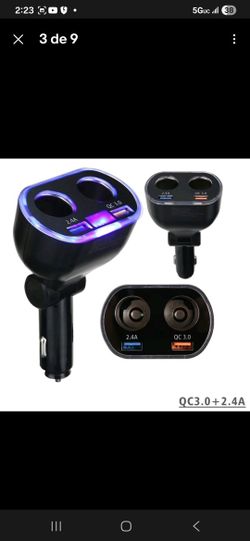 NEW Adapter Cigarette LED Digital voltmeter USB fast charger 12-24 v 2way

