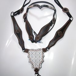 Killer Black & White Copper Python Headstall BreastCollar Set 