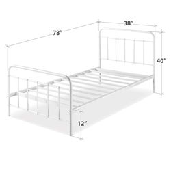 White Metal Platform Bed Frame