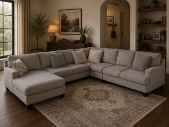 Ashley Gray Sectional Sofa Couch with Chaise | Large L-Shaped Sectional | Reversible Single Chair
