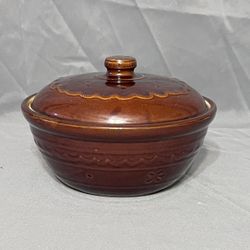 Vintage Marcrest Daisy & Dot Over Proof Stoneware Covered Casserole Dish