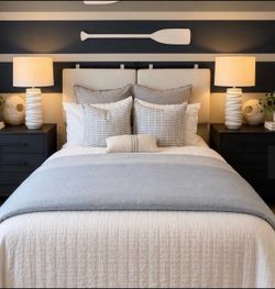 Full Size bedframe and hanging headboard