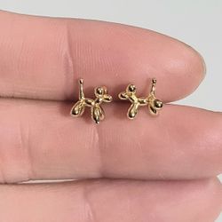 925 Silver Gold Mini Dog Studs Earrings Gift