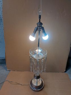 Antique mid century  Glass Crystal prism lamp light
