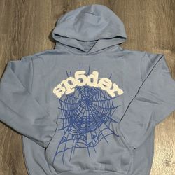 Baby Blue Rhinestone Sp5der Hoodie