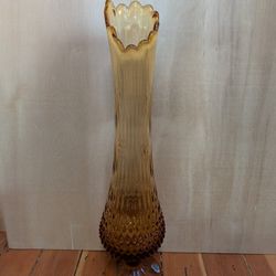 Vintage Fenton Hobnail Amber Swung Vase 
