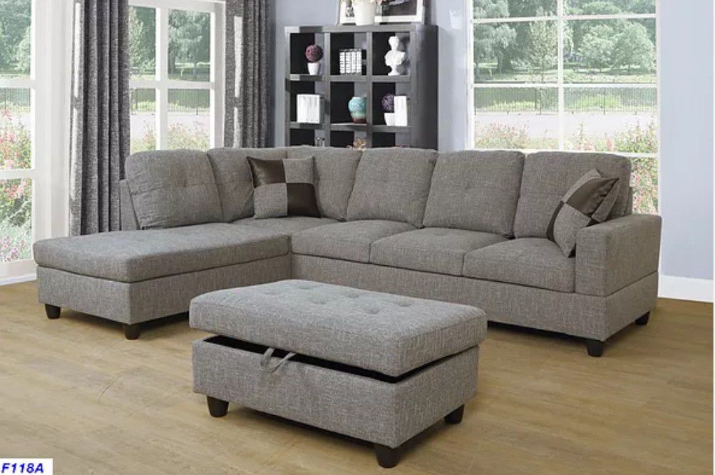 New Sectional with Storage Ottoman