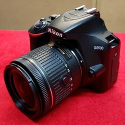Nikon D3500 24.2MP DSLR Camera with Nikon 18-55mm f/3.5-5.6G VR Lens, Battery, & Charger - Black - Working 