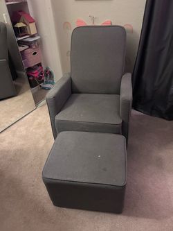 Gray Upholstered Glider Chair with Ottoman