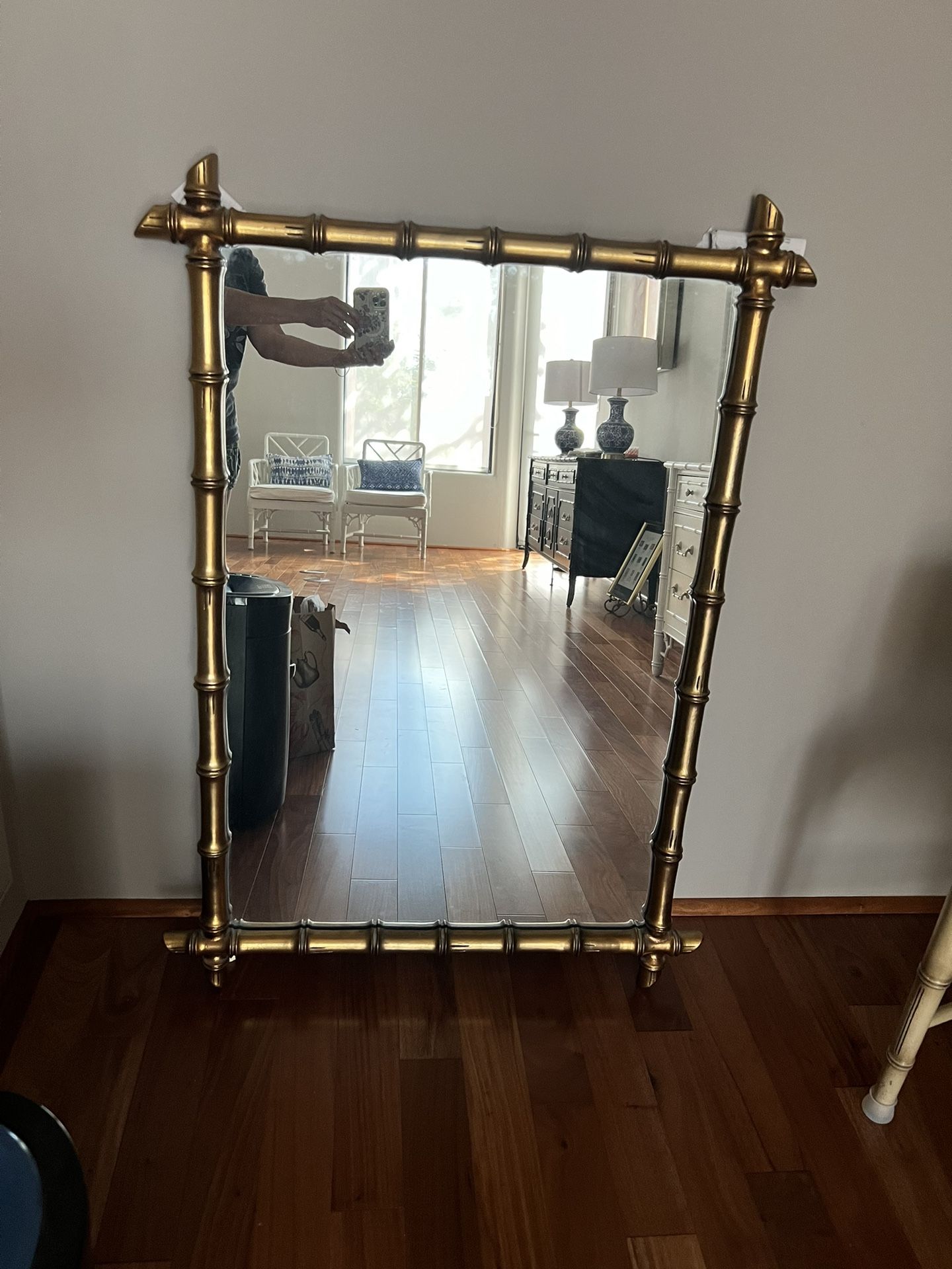 Heavy Antique Faux Bamboo Mirror