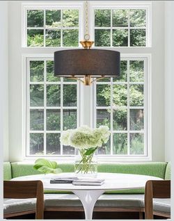 #3078G-Kira Home Alondra 20" Large Modern Drum Chandelier Hanging Light, 3-Light
Black Linen Shade, Warm Brass Finish for Kitchen Island and Dining Ro