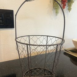 Farmhouse Style Chicken Wire Storage Basket 13 1/2” tall 18”diam round