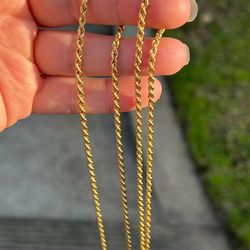 New Solid 10k Gold Rope Chain Necklace, 28” Long