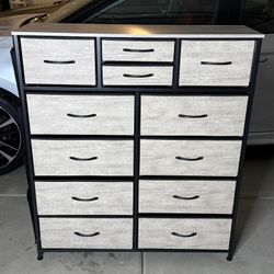 12 Drawers Dresser for Bedroom, Fabric Closet Chests Organizer Tower Furniture with Wooden Top Metal Frame for Clothes, Room, Living Room, Hallway，OAK