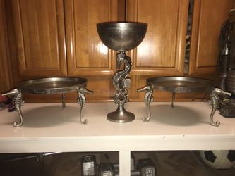 3 piece silver seahorse set