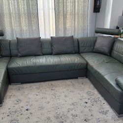 Modern Leather U Shaped Sectional Couch