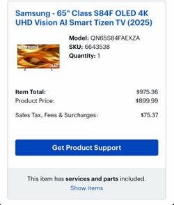 65 inch class s84f oled 4k uhd vision AI smart Tizen TV