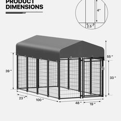 New in box Outdoor Metal Dog Run Cage Animal Kennel Pet House Fence Playpen w/UV-Proof Roof, A77-PC-002-99