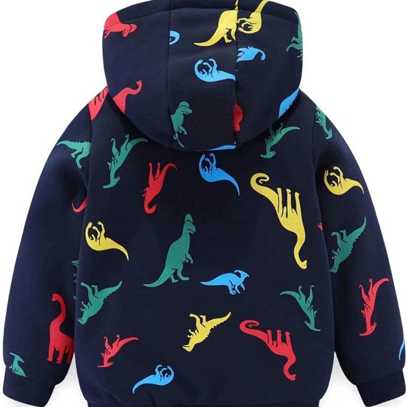 New Youth Boys or Girls Dinsosaur Sherpa Fleece Lined Jacket (5-6 years old)
