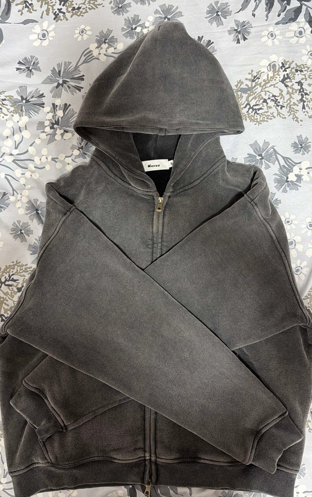 Zip-Through Boxy Fleece Hoodie Side - S, M