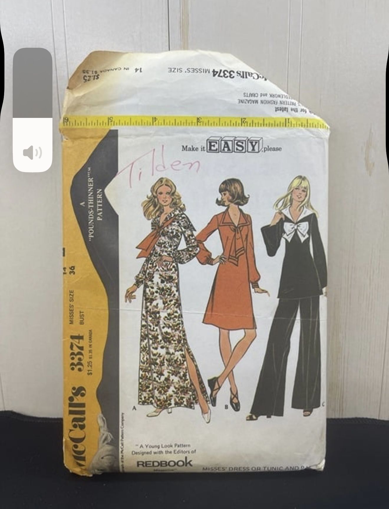 Vintage 1970s McCall's 3374 Sewing Pattern Dress Tunic Pants Size 14 Cut